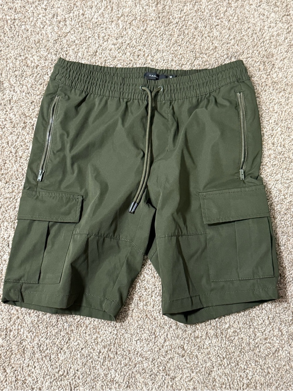 Tahari Olive Green Cargo Shorts with Zip Pockets
